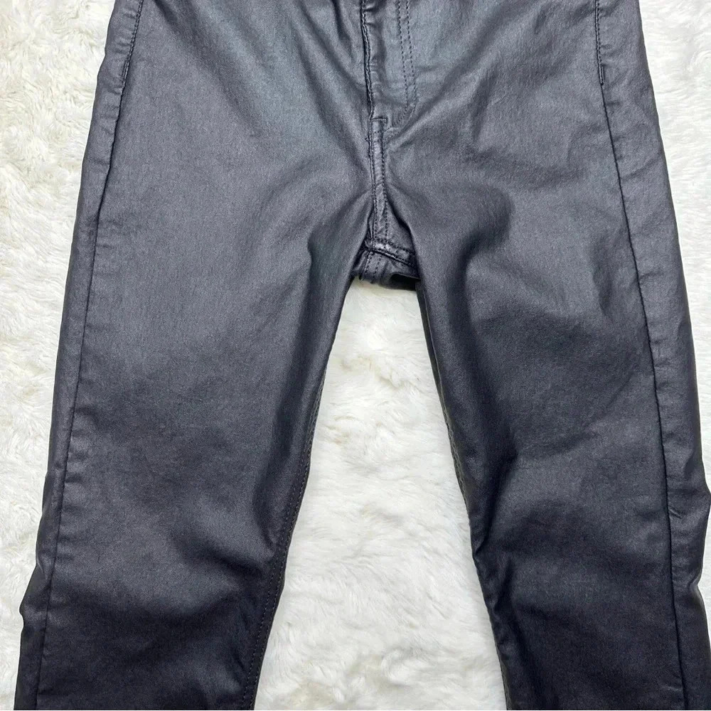 H&M Curvy Jeggings Ultra High Waist Ankle Black Coated Size 4 - Picture 3 of 16